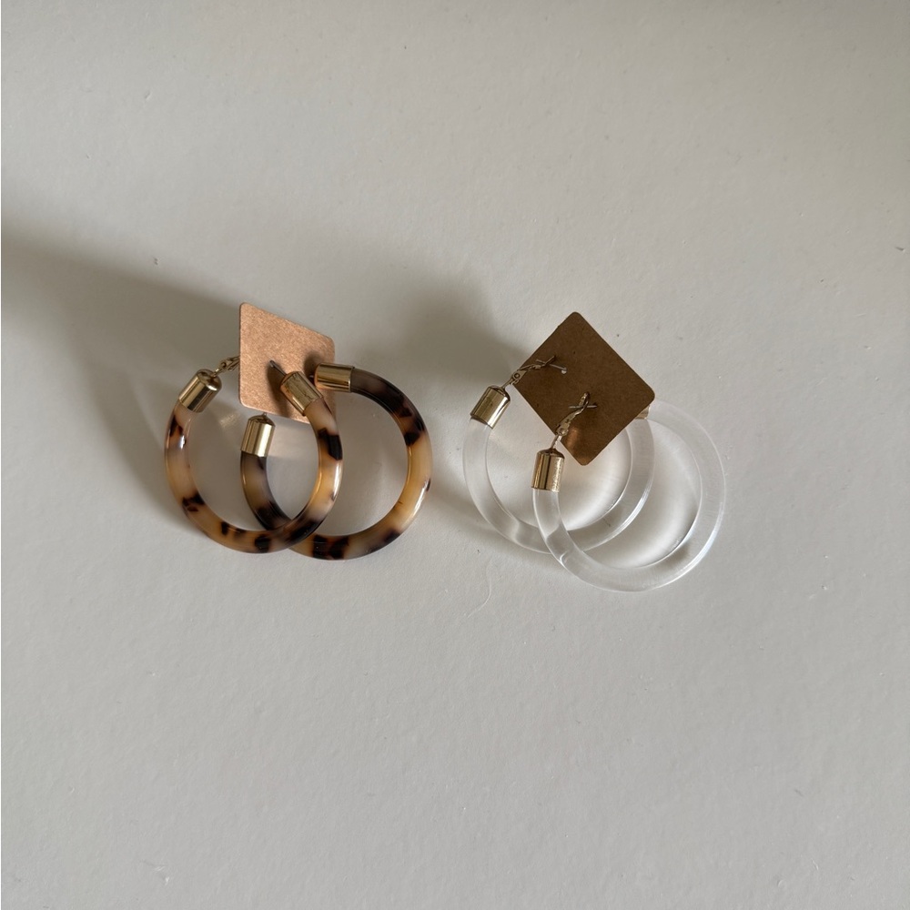 American Eagle Outfitters Tortoise and Clear Hoop Earrings